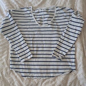 Gap Organic Cotton Striped Long Sleeve T-Shirt Medium Navy White Breton Nautical